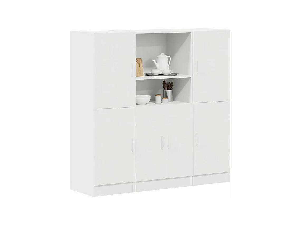Ensemble d'armoires de cuisine 3 pcs blanc bois d'ingénierie