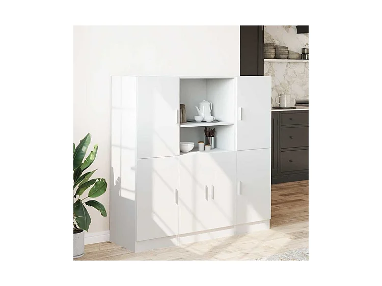 Ensemble d'armoires de cuisine 3 pcs blanc bois d'ingénierie