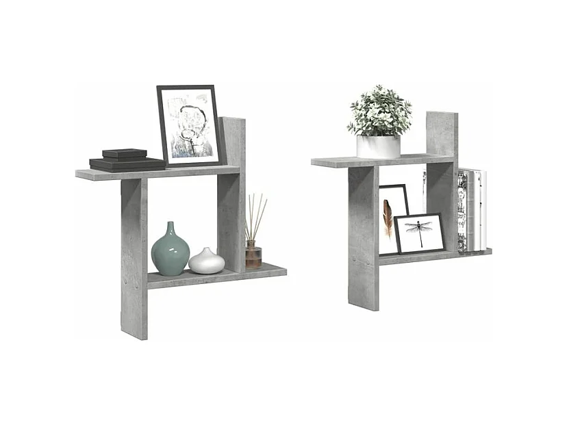 Étagères murales 2 pcs gris béton 50x12x50 bois d'ingénierie