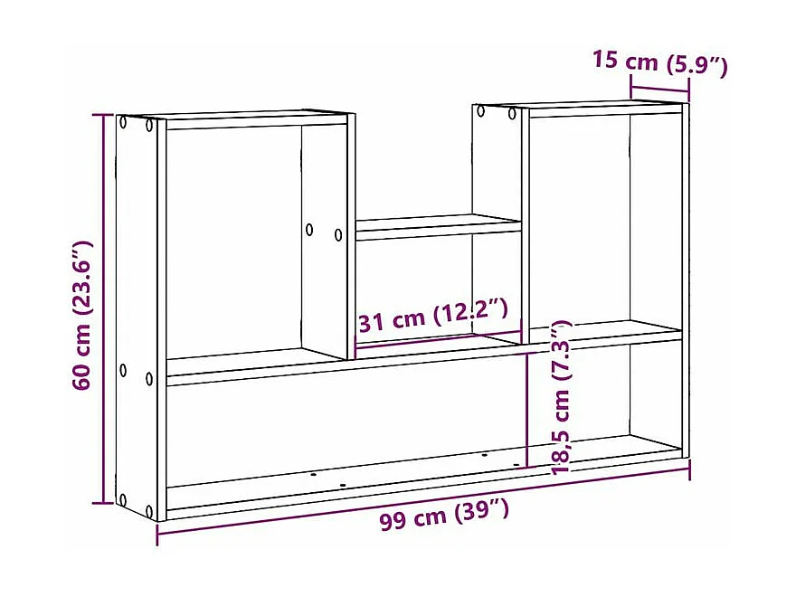 Étagère murale noir 99x15x60 bois d'ingénierie