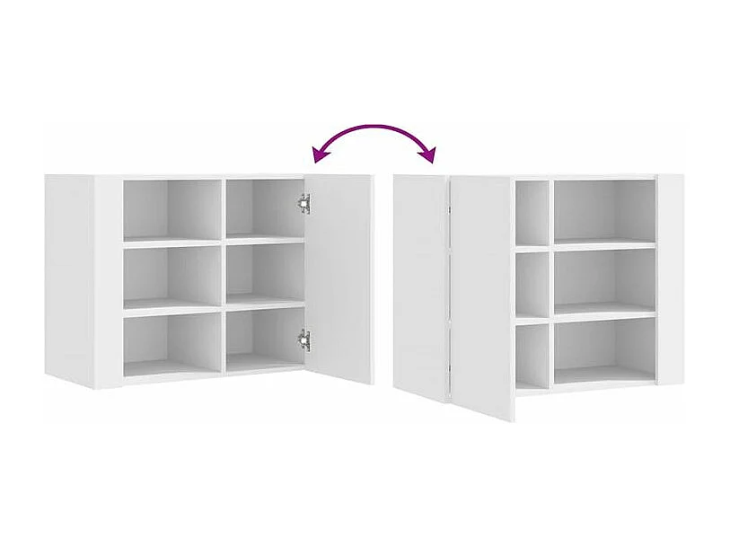 Armoire murale 1 porte 1 étagère Valentine L60xH75xP35 – A poser au sol ou au mur-Couleur Blanc