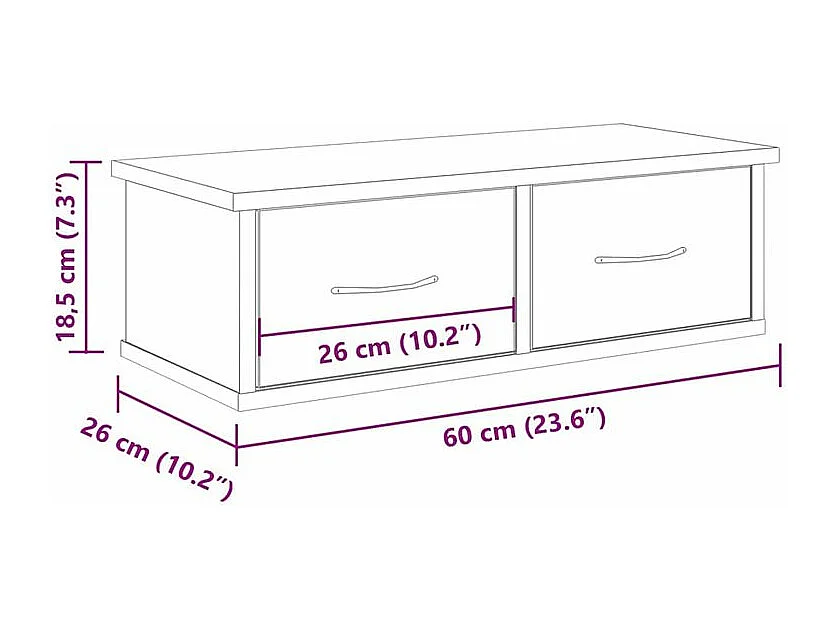 Armoire murale chêne artisanal 60x26x18,5 bois d'ingénierie