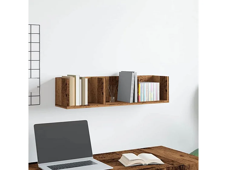 Étagère murale à CD vieux bois 75x18x18 bois d'ingénierie