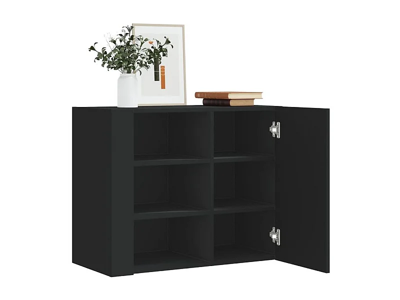 Armoire murale 1 porte 1 étagère Valentine L60xH75xP35 – A poser au sol ou au mur-Couleur Noir