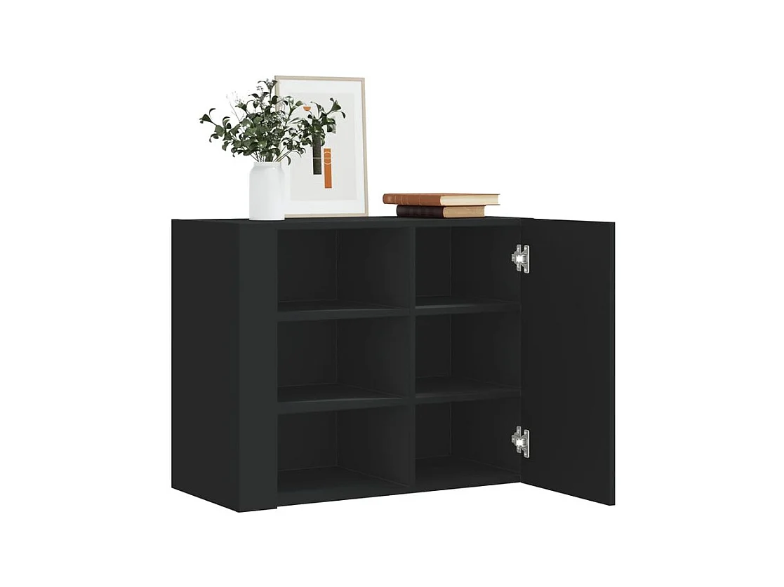 Armoire murale 1 porte 1 étagère Valentine L60xH75xP35 – A poser au sol ou au mur-Couleur Noir