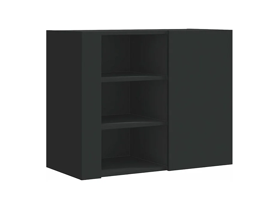 Armoire murale 1 porte 1 étagère Valentine L60xH75xP35 – A poser au sol ou au mur-Couleur Noir