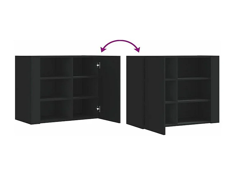 Armoire murale 1 porte 1 étagère Valentine L60xH75xP35 – A poser au sol ou au mur-Couleur Noir