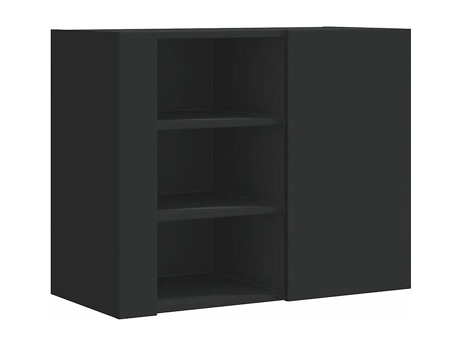 Armoire murale 1 porte 1 étagère Valentine L60xH75xP35 – A poser au sol ou au mur-Couleur Noir