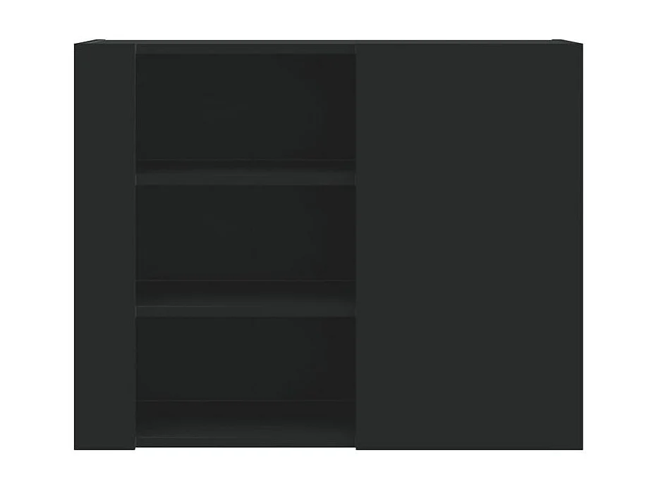 Armoire murale 1 porte 1 étagère Valentine L60xH75xP35 – A poser au sol ou au mur-Couleur Noir