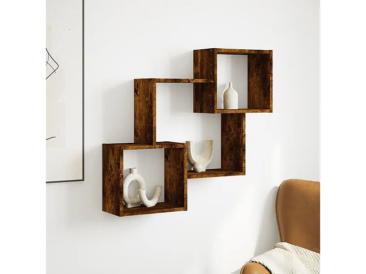 Armoire murale 78x18x71 chêne fumé d'ingénierie