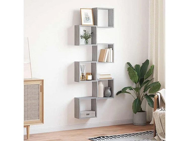 Étagères cube murales 6 pcs sonoma gris 30x15x30
