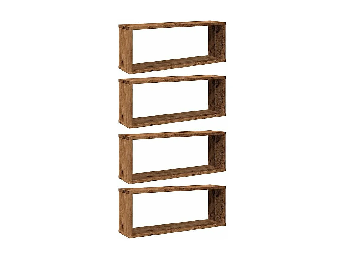 Étagères murales cube 4 pcs vieux bois 60x15x23