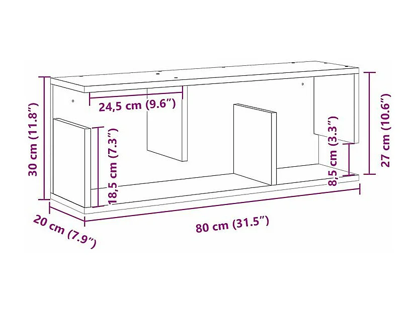 Armoire murale 80x20x30 noir bois d'ingénierie