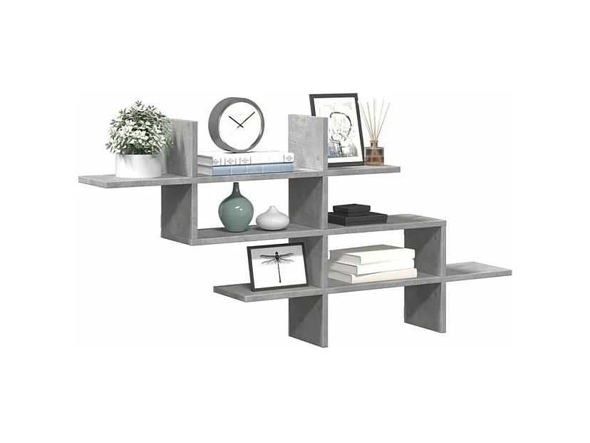 Étagère murale gris béton 124,5x18x60,5 bois d'ingénierie