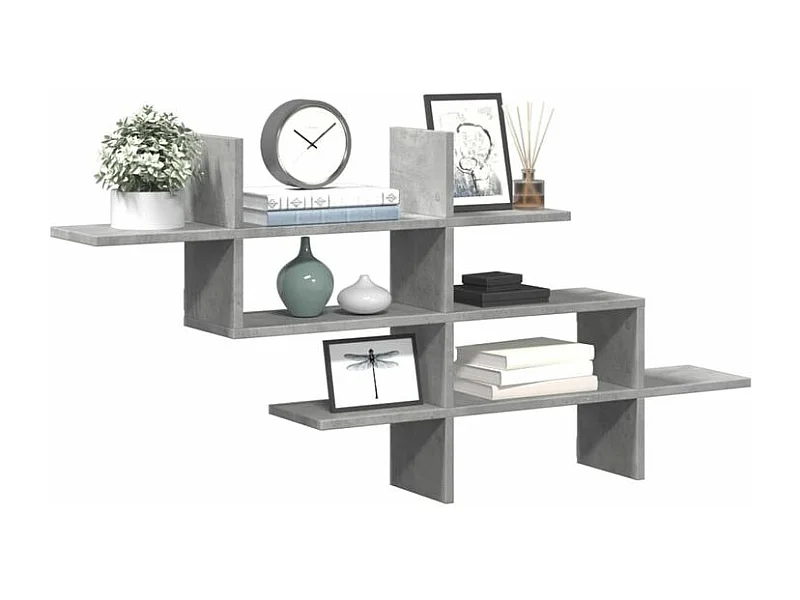 Étagère murale gris béton 124,5x18x60,5 bois d'ingénierie