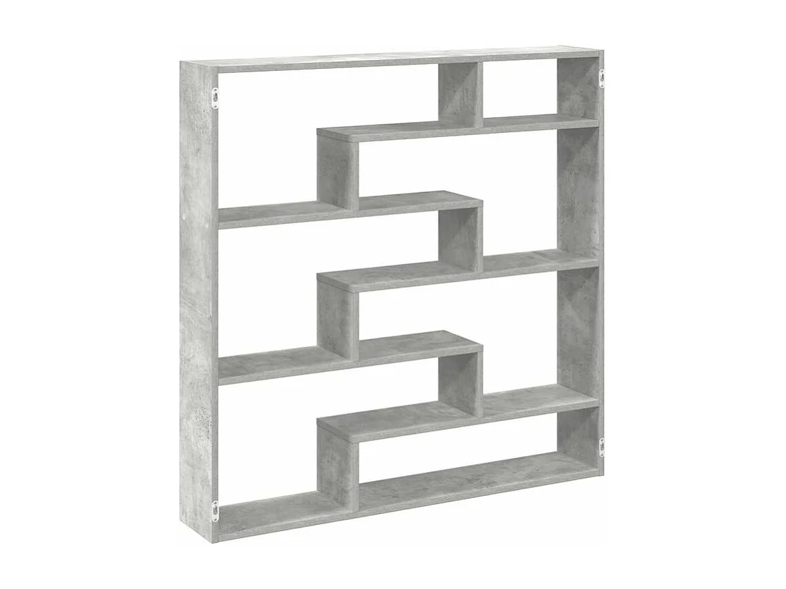 Étagère cube murale 7 compartiments gris béton bois ingénierie
