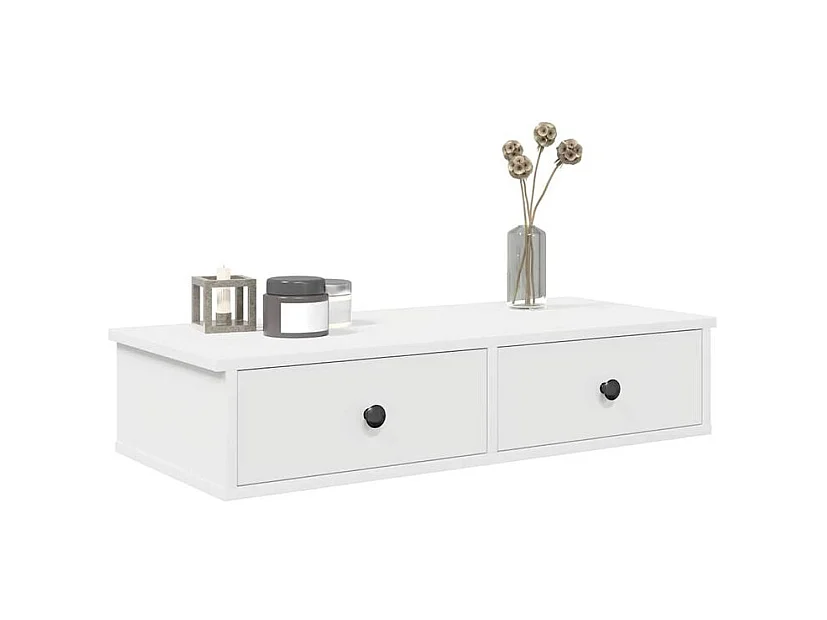 Étagère murale avec tiroirs blanc 80x31x17 bois d'ingénierie