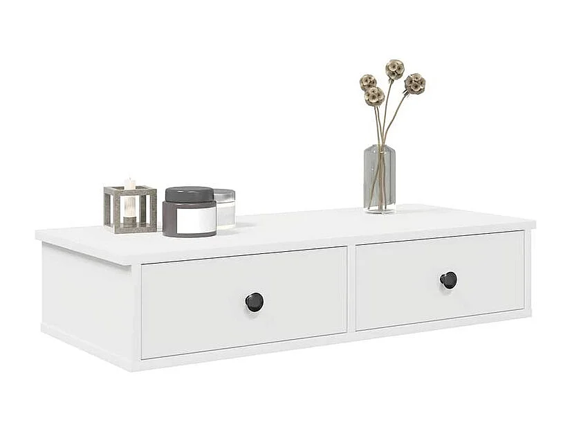 Étagère murale avec tiroirs blanc 80x31x17 bois d'ingénierie