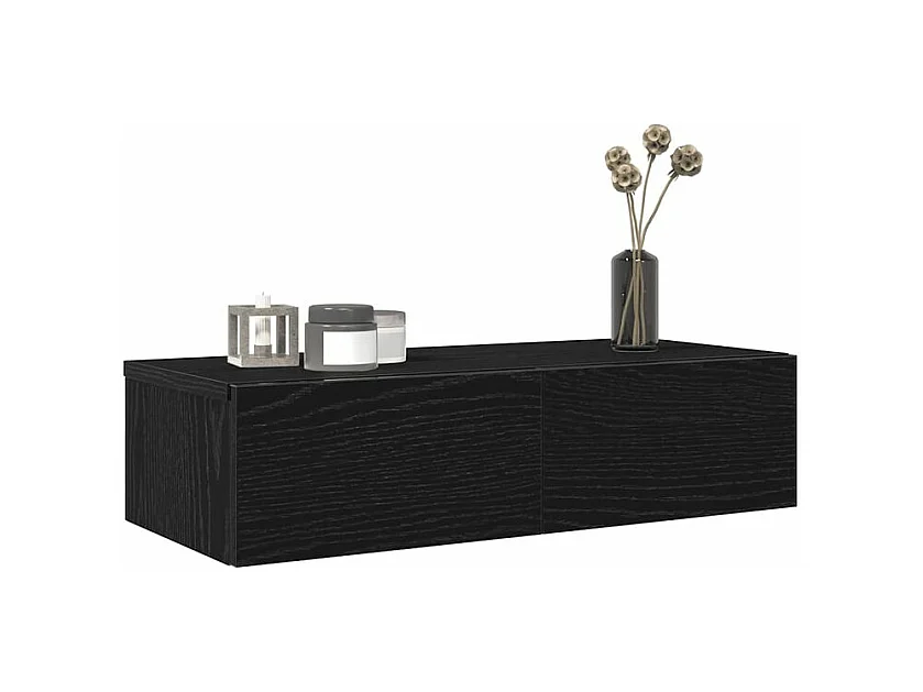 Étagère murale avec tiroirs noir 60x26,5x15 bois d'ingénierie