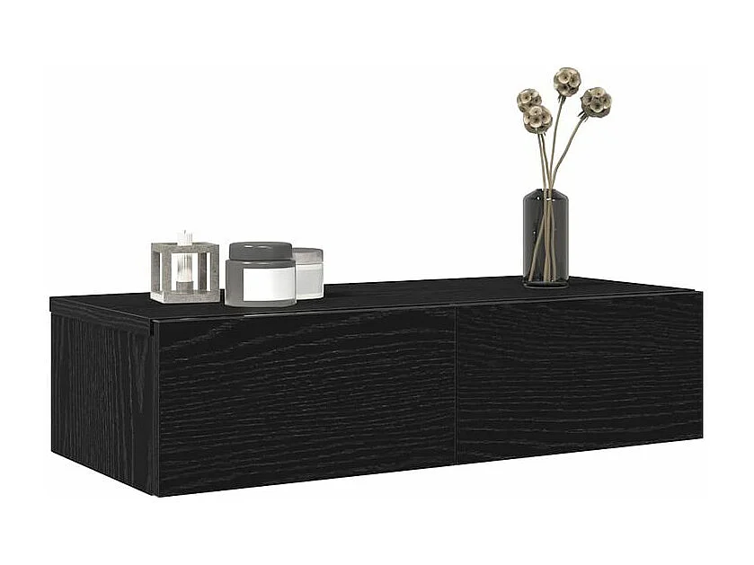Étagère murale avec tiroirs noir 60x26,5x15 bois d'ingénierie