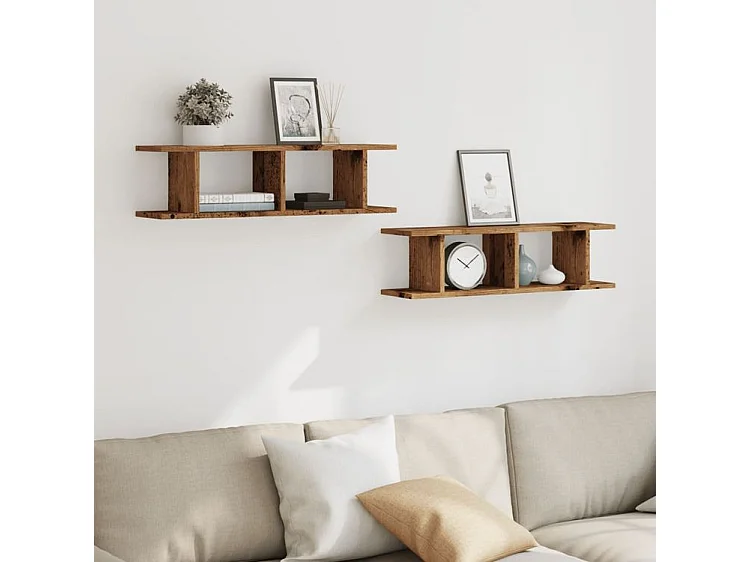 Étagères murales 2 pcs vieux bois 75x18x20 bois d'ingénierie