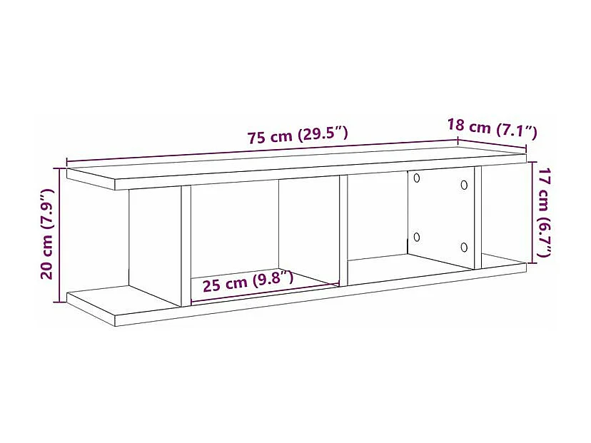 Étagères murales 2 pcs vieux bois 75x18x20 bois d'ingénierie