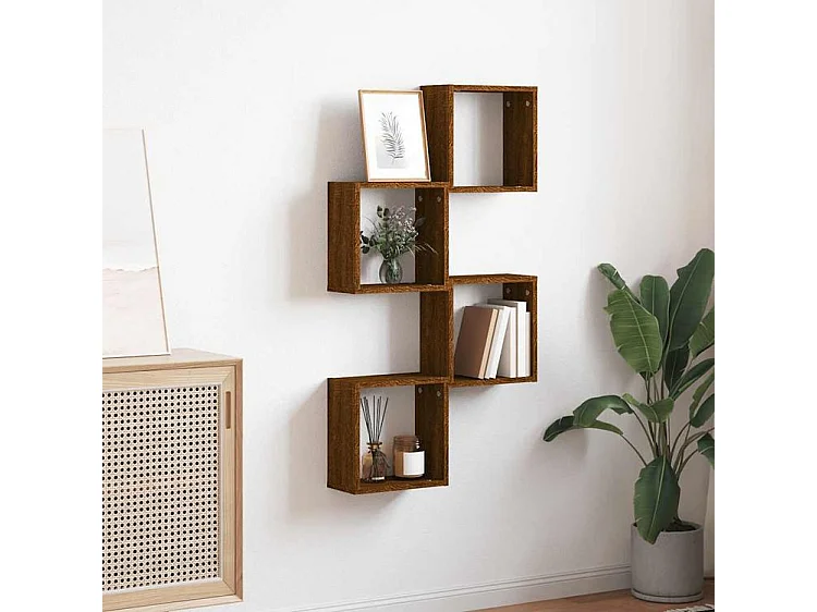 Étagères murales sous forme cube 4 pcs chêne marron 30x15x30