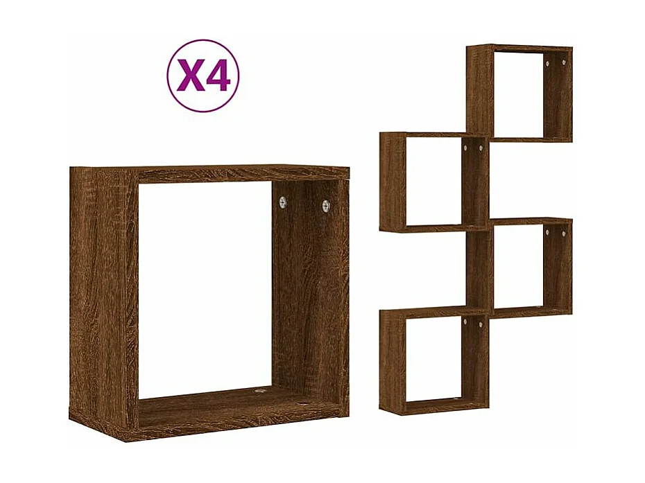 Étagères murales sous forme cube 4 pcs chêne marron 30x15x30