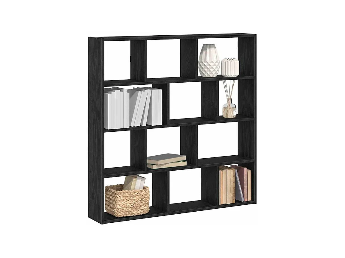 Étagère cube murale 12 compartiments noir bois d'ingénierie