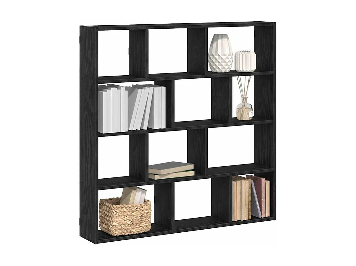Étagère cube murale 12 compartiments noir bois d'ingénierie
