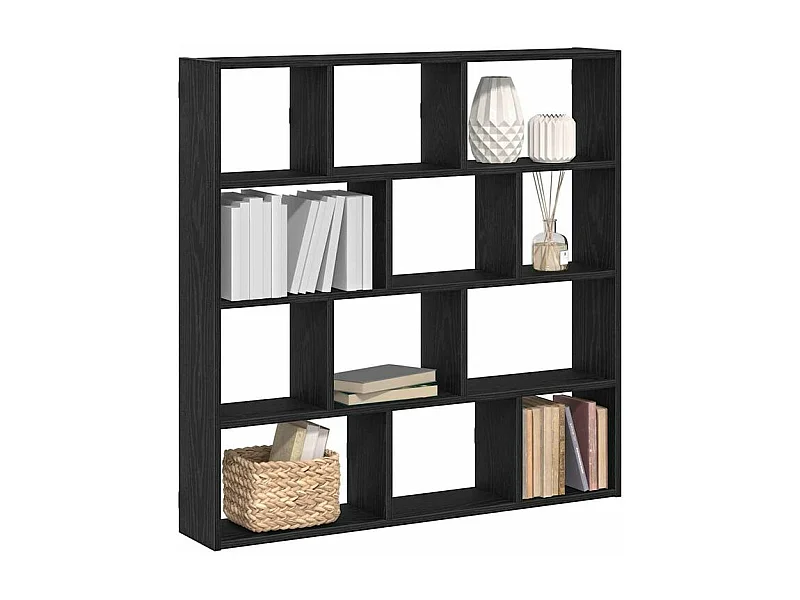 Étagère cube murale 12 compartiments noir bois d'ingénierie