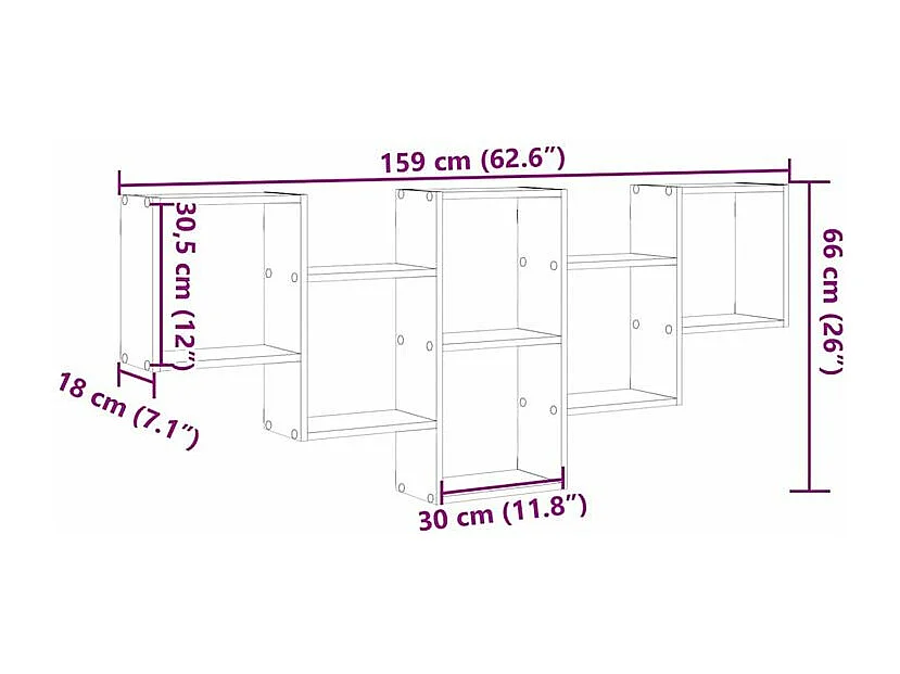 Étagère murale vieux bois 159x18x66 bois d'ingénierie