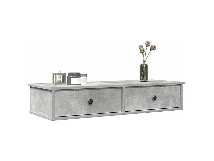 Étagère murale avec tiroirs gris béton bois d'ingénierie