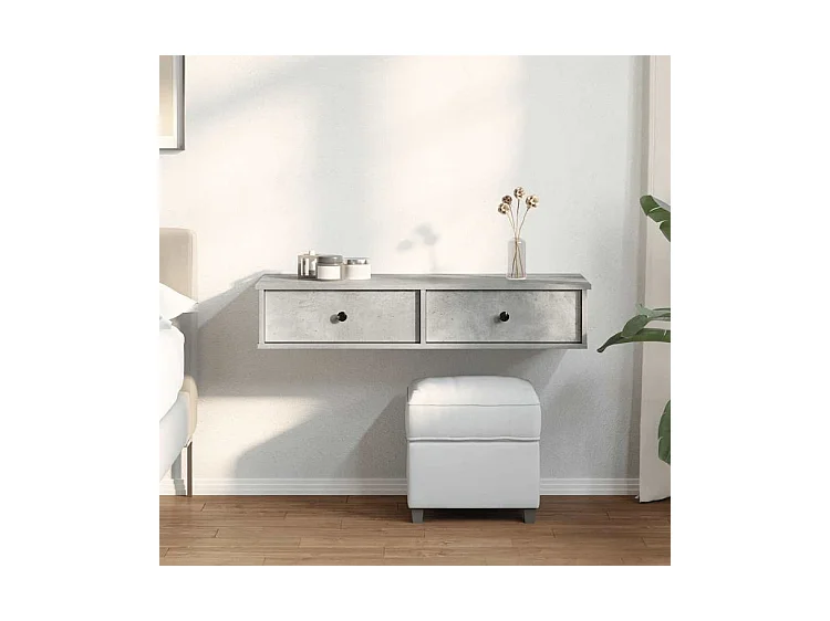 Étagère murale avec tiroirs gris béton bois d'ingénierie