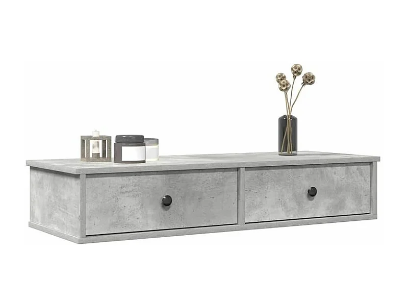 Étagère murale avec tiroirs gris béton bois d'ingénierie