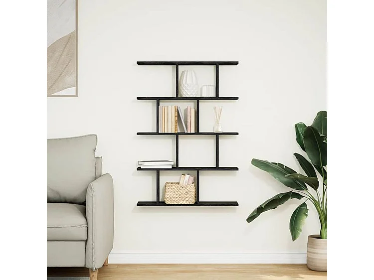Étagère cube murale 12 compartiments noir bois d'ingénierie