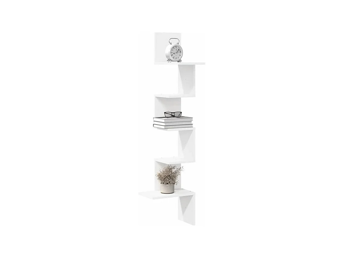 Étagère d'angle murale blanc 32x32x127,5 bois d'ingénierie