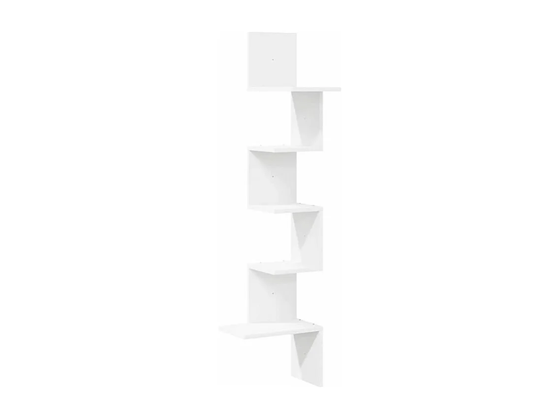Étagère d'angle murale blanc 32x32x127,5 bois d'ingénierie