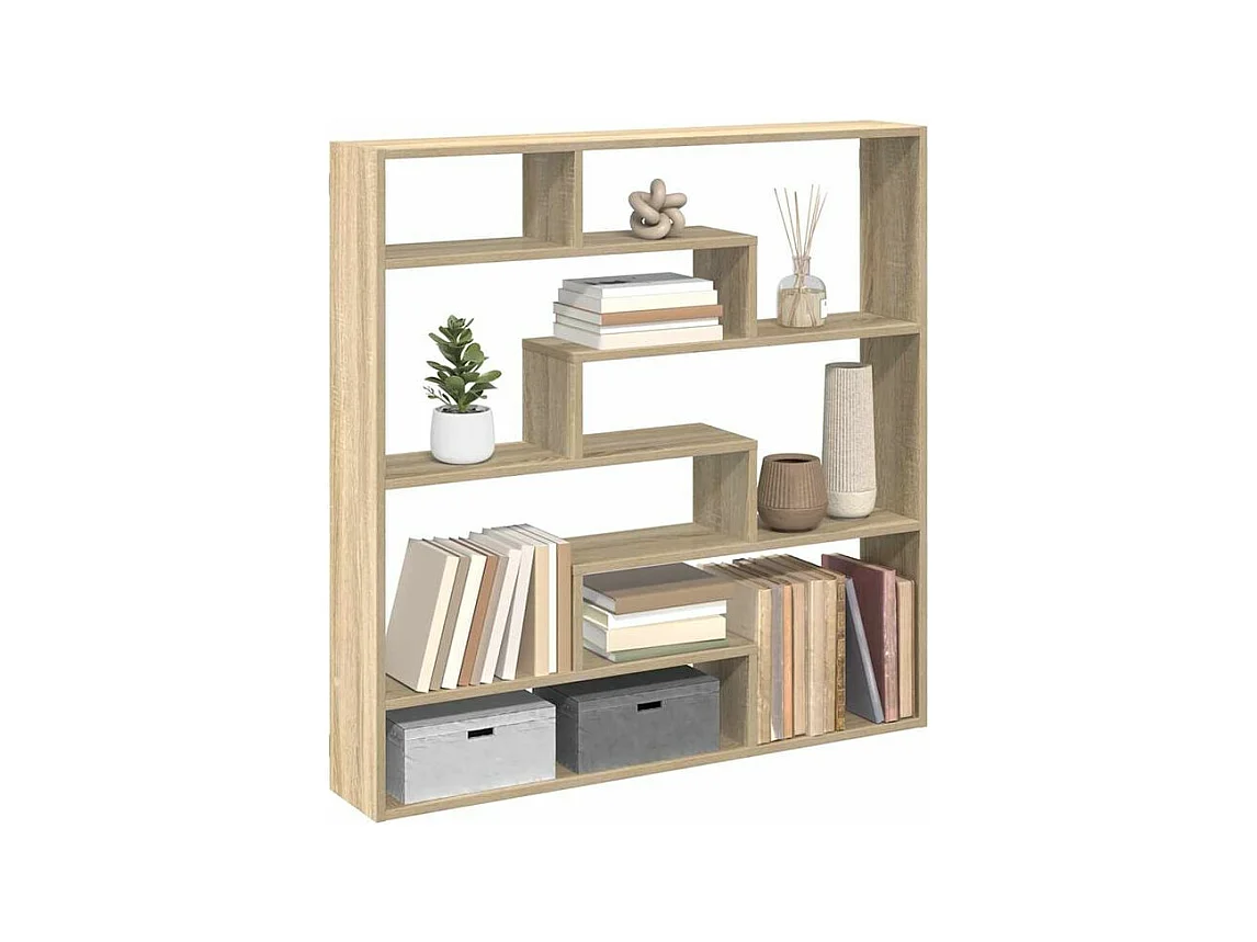 Étagère cube murale 7 compartiments chêne sonoma