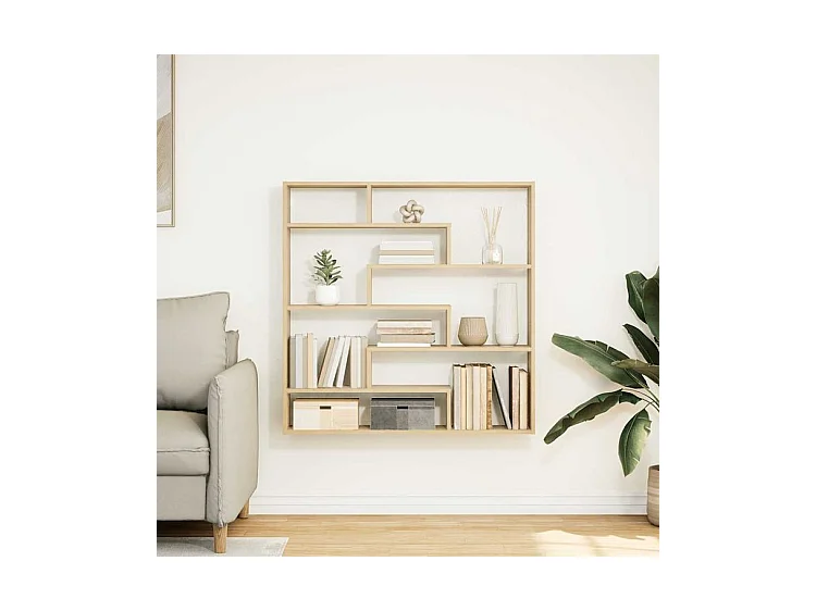 Étagère cube murale 7 compartiments chêne sonoma