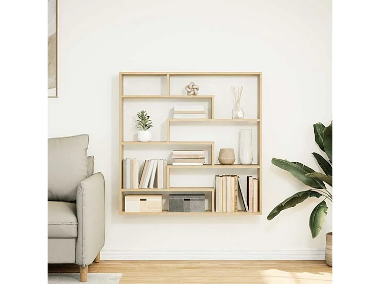 Étagère cube murale 7 compartiments chêne sonoma