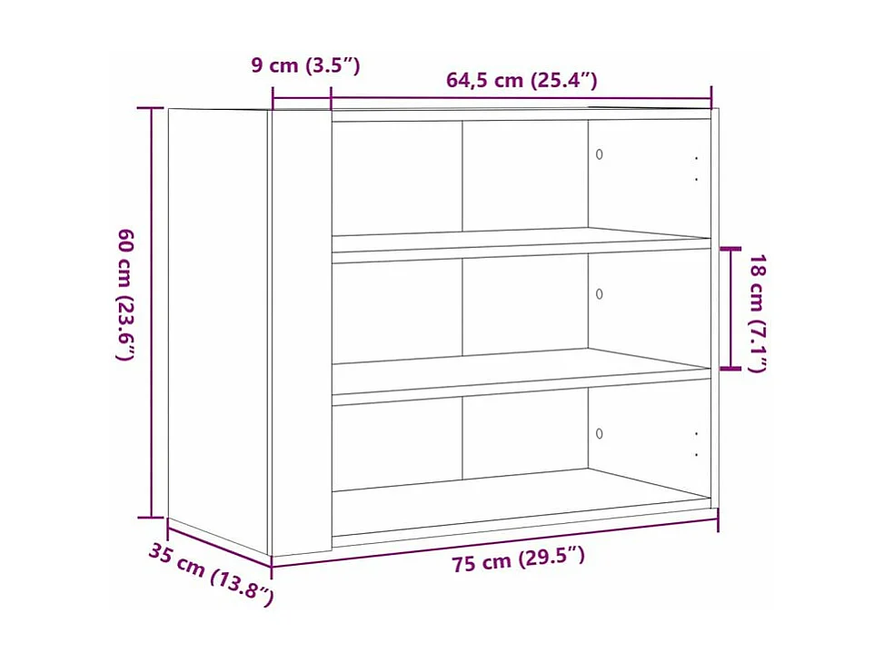 Armoire murale blanc 75x35x60 bois d'ingénierie