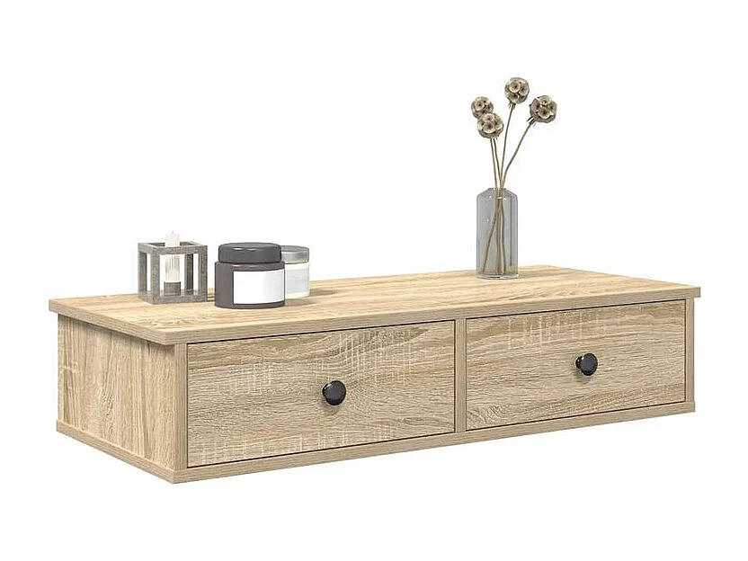 Étagère murale avec tiroirs chêne sonoma bois d'ingénierie