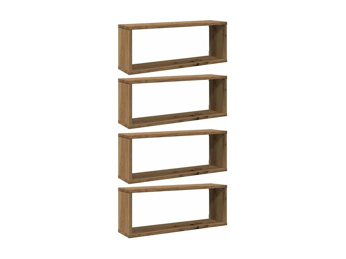 Étagères cube murales 4 pcs chêne artisanal 60x15x23