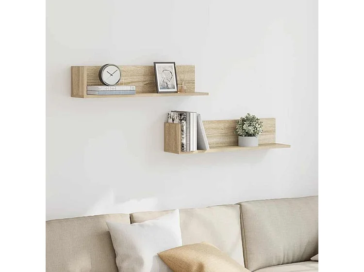 Étagères murales 2 pcs chêne sonoma 75x16,5x16,5