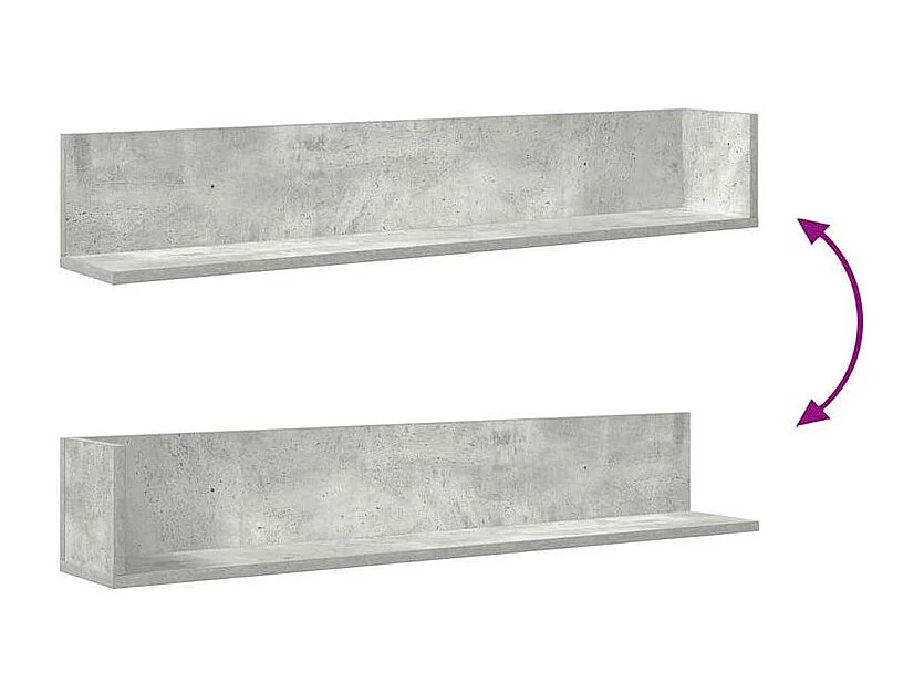 Étagères murales 2 pcs gris béton 100x16,5x16,5