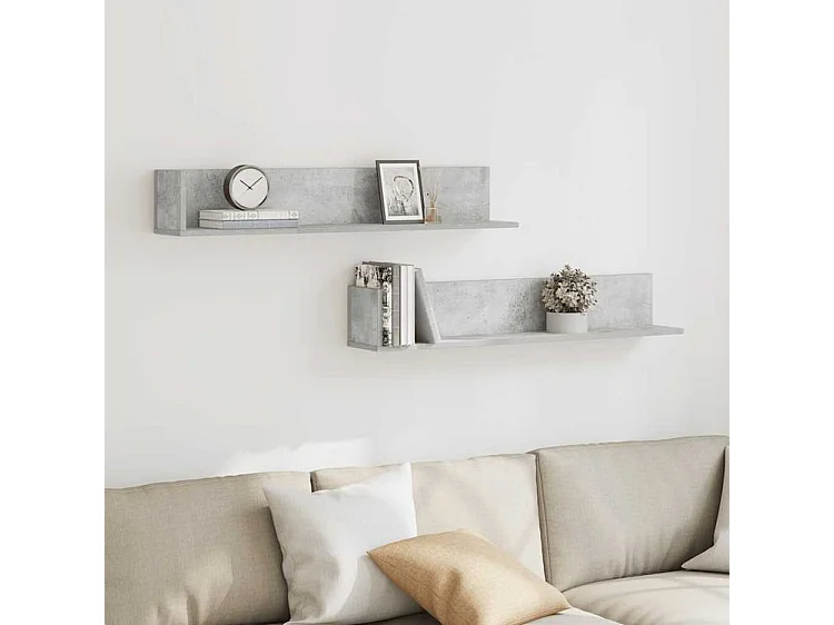 Étagères murales 2 pcs gris béton 100x16,5x16,5