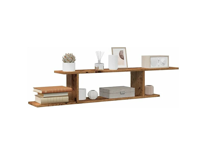 Étagère TV murale vieux bois 125x18x23 bois d'ingénierie