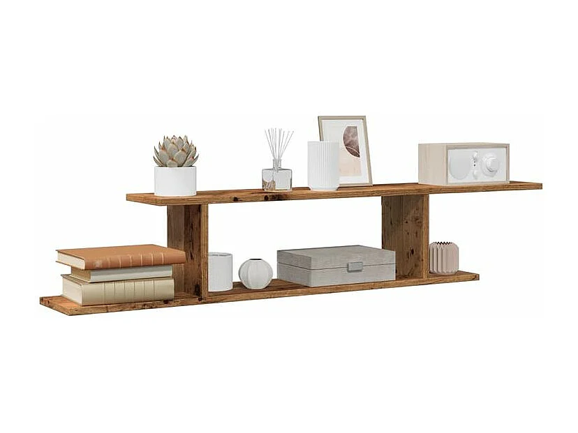 Étagère TV murale vieux bois 125x18x23 bois d'ingénierie