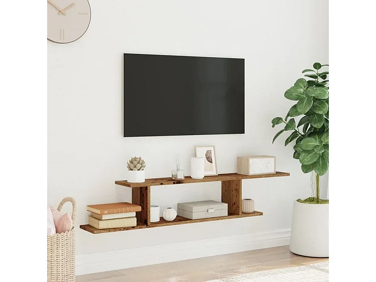 Étagère TV murale vieux bois 125x18x23 bois d'ingénierie